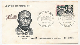 CÔTE D'IVOIRE - Env FDC - 30F Journée Du Timbre 1970 - Gabriel Dadié - 7 Mars 1970 - Abidjan - Ivoorkust (1960-...)