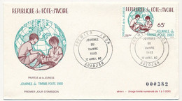 CÔTE D'IVOIRE - Env FDC - 65F Journée Du Timbre 1980 - Philatélie De La Jeunesse - 12 Avril 1980 - Abidjan - Côte D'Ivoire (1960-...)