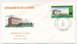 CÔTE D'IVOIRE - Env FDC - 100F Journée De La Poste - 9 Octobre 1981 - Abidjan - Côte D'Ivoire (1960-...)