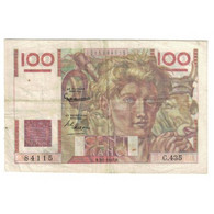 France, 100 Francs, Jeune Paysan, 1952, C.435 84115, TTB, Fayette:28.31, KM:128d - 100 F 1945-1954 ''Jeune Paysan''