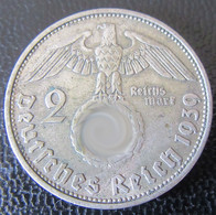 Allemagne / IIIe Reich - Monnaie 2 Reichsmark Hindenburg 1939 D (Munich / München) En Argent - 2 Reichsmark
