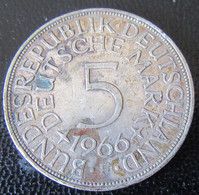 Allemagne / RFA - Monnaie 5 Deutsche Mark 1966 F (Stuttgart) En Argent - 5 Mark