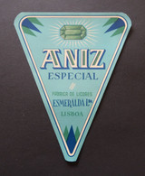 Portugal Etiquette Ancienne Aniz Esmeralda Anis Émeraude Lisboa Label Anise Emerald - Alcools & Spiritueux