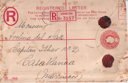 GIBRALTAR - 1935 - ENVELOPPE ENTIER POSTAL RECOMMANDEE => CASABLANCA (MAROC) - Gibraltar