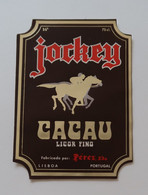 Portugal Etiquette Ancienne Liqueur De Cacao Jockey Chevaux De Course Label Cocoa Liquor Race Horses - Alcoli E Liquori