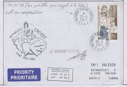 TAAF 2011 Cover Signature Gerant Postal  Ca 49ieme Mission Crozet  Ca Base Alfred Faure Crozet 25-8-2011 (FC183A) - Lettres & Documents