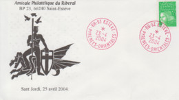 Enveloppe   FRANCE    SANT  JORDI     SAINT  ESTEVE    2004 - Cachets Commémoratifs