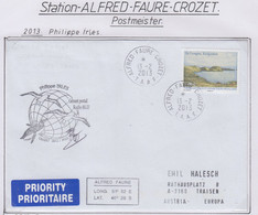 TAAF 2013  Cover  Signature Gerant Postal Ca Base Alfred Faure Crozet 13-2-2013 (FC184) - Covers & Documents