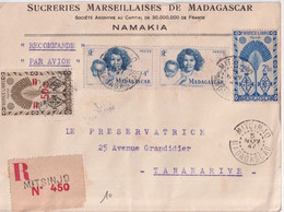 MADAGASCAR - 1947 - ENVELOPPE RECOMMANDEE De MITSINJO ! "SERIE DE LONDRES" => TANANARIVE - Lettres & Documents