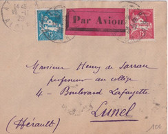 ALGERIE - 1929 - ENVELOPPE Par AVION De ALGER => LUNEL (HERAULT) - Brieven En Documenten