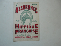 VIEUX PAPIERS - BUVARD : L'Assurance Hippique Française - Animaux