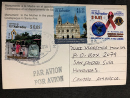 Postcard Mother Monument 2013 ( Church, Palestine Ville And Lions Club Stamps) - El Salvador