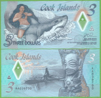 COOK ISLANDS 3 DOLLARS 2021  P-11a  UNC - Cook