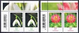 !a! GERMANY 2022 Mi. 3655-3656 MNH SET Of 2 Horiz.PAIRS From Upper Left Corners - Flowers: Snowdrop / Red Clover - Neufs