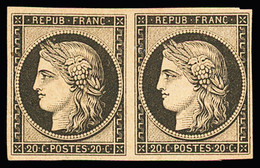 * N°3f 20c Noir, Réimpression De 1862, En Paire, TB - 1849-1850 Cérès