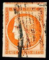 Obl N°5 40c Orange, Obl. Grille Sans Fin, Bien Margé Avec Voisin En Haut, TB. Signé A.Brun - 1849-1850 Ceres