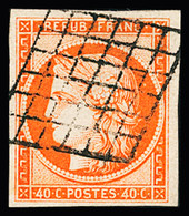 Obl N°5 40c Orange, Superbe Nuance, Obl Grille. TTB - 1849-1850 Cérès