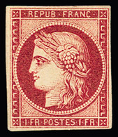 * N°6 1f Carmin, Charnière Légère, Très Frais, TTB. Signé Calves, Cert JF.Brun - 1849-1850 Cérès