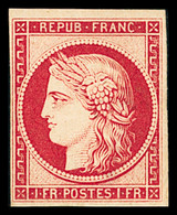 ** N°6f 1f Carmin, Réimpression De 1862, Neuf **, Très Frais, TTB (cote Pour *) - 1849-1850 Cérès
