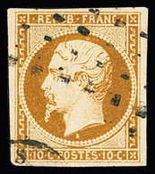 Obl N°9 10c Bistre-jaune Obl. Gros Points, TTB - 1852 Louis-Napoleon