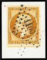 Sur Fragment N°9d 10c Bistre-brun Foncé Avec Voisin En Bas, Obl. PC 1100 De Digny (Eure Et Loir) Sur Petit Fragment, TTB - 1852 Louis-Napoleon