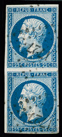 Obl N°10 25c Bleu En Paire Verticale Obl. PC 1727 Lille (Nord), TTB. Signé Calves - 1852 Louis-Napoleon