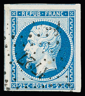 Obl N°10 25c Bleu Avec Trois Grandes Marges Dont Deux Voisins, Obl. PC 1727 De Lille (Nord), TTB - 1852 Louis-Napoleon
