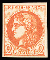 * N°40B 2c Brun-rouge Report 2, Neuf Avec 1/2 Charnière, TTB. Signé Calves - 1870 Bordeaux Printing