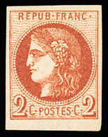* N°40Bb 2c Marron Report 2, TB, R. Signé JF.Brun, Calves - 1870 Bordeaux Printing