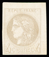 * N°41B 4c Gris, Report 2, Coin De Feuille, TB. Signé Calves - 1870 Bordeaux Printing