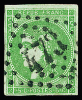 Obl N°42B 5c Vert-jaune, Report 2, Obl. GC 473 De Biarritz (Basses Pyrénées), TB - 1870 Bordeaux Printing