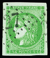 Obl N°42Ba 5c Vert-jaune Foncé Report 2, Obl. GC Propre, TTB. Signé Calves - 1870 Bordeaux Printing