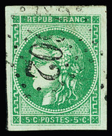 Obl N°42Bi 5c Vert émeraude Clair, Report 2, Obl. GC 2602 De Nantes (Loire Inférieure), TTB. Signé A.Brun - 1870 Bordeaux Printing