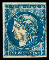 Obl N°44Aa 20c Bleu Foncé, Type 1 Report 1, Obl GC 1621 Gannat (Allier), TB. Signé Calves, Jamet - 1870 Bordeaux Printing