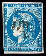 Obl N°45C 20c Type II, Report 3, Obl. OR, Filet Rasé En Un Point, TB, R. Signé JF.Brun - 1870 Bordeaux Printing