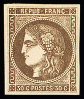 * N°47 30c Brun, Neuf *, Frais, TTB. Signé JF.Brun, Calves, Miro : Un Bottin Des Experts ! - 1870 Bordeaux Printing