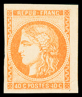 * N°48 40c Orange Avec Petit Bord De Feuille, Neuf Quasi Sans Charnière, TTB. Signé Calves - 1870 Bordeaux Printing