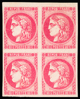 *,bloc De 4 N°49 80c Rose En Bloc De 4, Très Frais, TTB - 1870 Bordeaux Printing