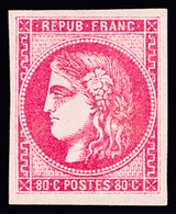 * N°49 80c Rose, Belle Nuance, Neuf *, Quasi **, Très Frais, TTB. Signé Calves - 1870 Bordeaux Printing