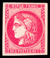 * N°49 80c Rose, Neuf Avec Légère Trace De Charnière, TTB. Cert. Scheller - 1870 Bordeaux Printing