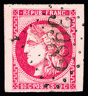 Obl N°49 80c Rose, Obl. GC 3982 De Toulouse (Haute-Garonne), Voisins à Droite Et à Gauche, TTB. Signé Calves - 1870 Bordeaux Printing