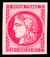 * N°49b 80c Rose Vif, Neuf, Très Frais, TTB. Signé Calves - 1870 Bordeaux Printing