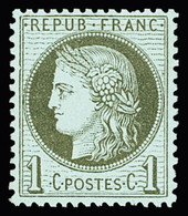 ** N°50 1c Vert-olive, Très Bien Centré, Neuf **, Très Frais, TTB (cote Pour *) - 1871-1875 Ceres