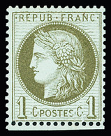 * N°50 1c Vert-olive, Variété Griffe Blanche à Travers Le S Et Le C à La Fin De POSTES, Neuf *, Très Frais, TTB - 1871-1875 Ceres