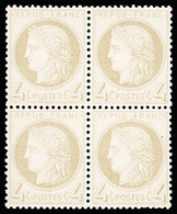 **,*,bloc De 4 N°52 4c Gris En Bloc De 4, Légère Trace De Charnière Sur La Paire Du Haut, Très Frais, Centrage Exception - 1871-1875 Ceres