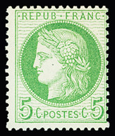 ** N°53g 5c Vert-jaune Sur Verdâtre, Neuf **, Très Frais, TTB (cote Pour *) - 1871-1875 Cérès