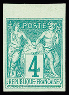 * N°63a 4c Vert Type I, Non Dentelé, Petit Bdf, Neuf *, Très Frais, TTB. Signé A.Brun - 1876-1878 Sage (Type I)