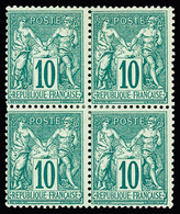 *,bloc De 4 N°76 10c Vert Type II En Bloc De 4, *, Très Frais, TTB - 1876-1898 Sage (Type II)