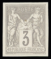 ** N°87c 3c Gris Type II, Non Dentelé, Neuf **, Très Frais, SUP. Signé Calves - 1876-1898 Sage (Type II)