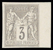 ** N°87d 3c Gris, Type II, Réimpression Des Régents, Non Dentelé, Neuf **, Très Frais, TTB. Signé A.Brun - 1876-1898 Sage (Type II)